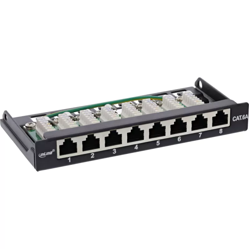 InLine Patch panel Cat.6A 0,5U 8 prievadų, stalinis / sieninis montavimas, juodas RAL9005