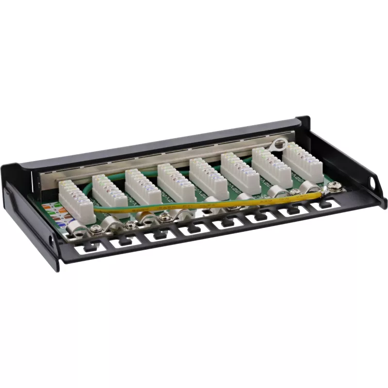 InLine Patch panel Cat.6A 0,5U 8 prievadų, stalinis / sieninis montavimas, juodas RAL9005
