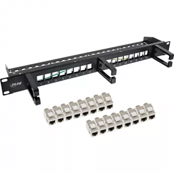 InLine Patch panel Cat.6A 16 prievadų 19 colių 1U juodas
