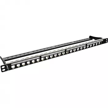 Tuščias pataisų skydelis 19 colių InLine 76824C 24 prievadams RJ45 keystone moduliams 0,5U juodas