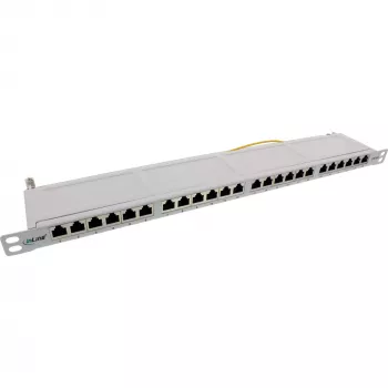 InLine Patch Panel 19 inch Cat.6A 24 prievadai 0.5U šviesiai pilka RAL7035
