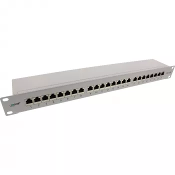 InLine Patch Panel 19 colių Cat.6A 24 prievadai 1U šviesiai pilka RAL7035