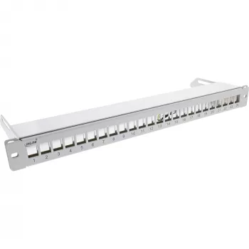InLine Blank Patch Panel su ištraukiamu 19 colių 24 prievadų 1U šviesiai pilka