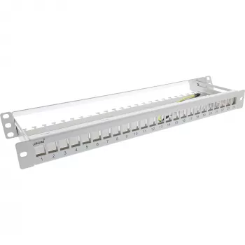InLine Blank Patch Panel su ištraukiamu 19 colių 24 prievadų 1U šviesiai pilka