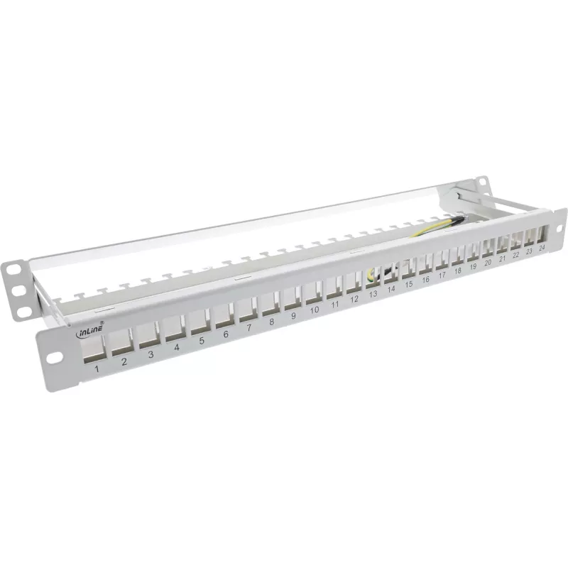 InLine Blank Patch Panel su ištraukiamu 19 colių 24 prievadų 1U šviesiai pilka