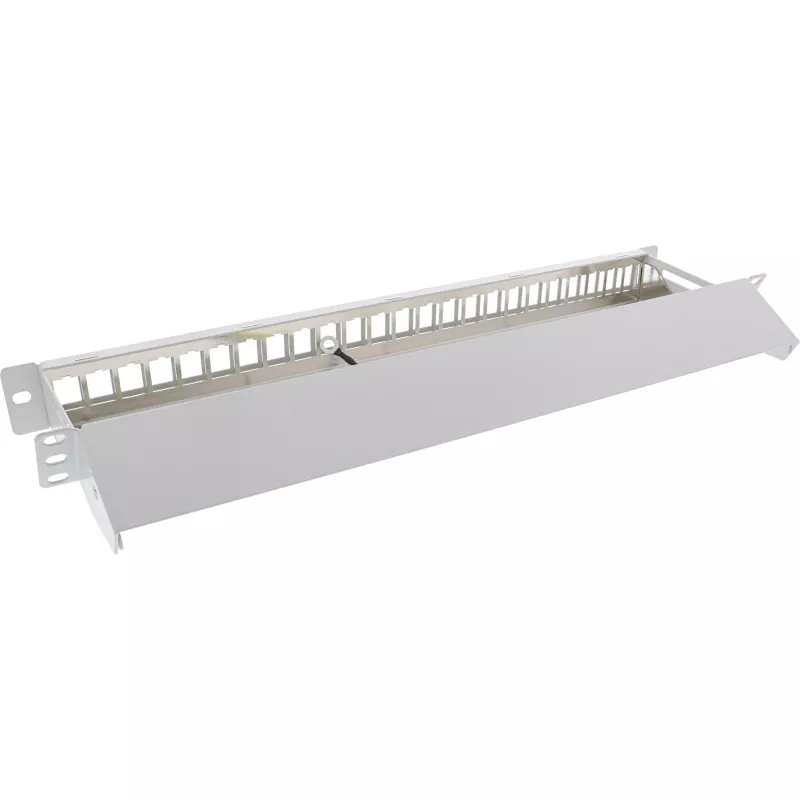 InLine Blank Patch Panel su ištraukiamu 19 colių 24 prievadų 1U šviesiai pilka