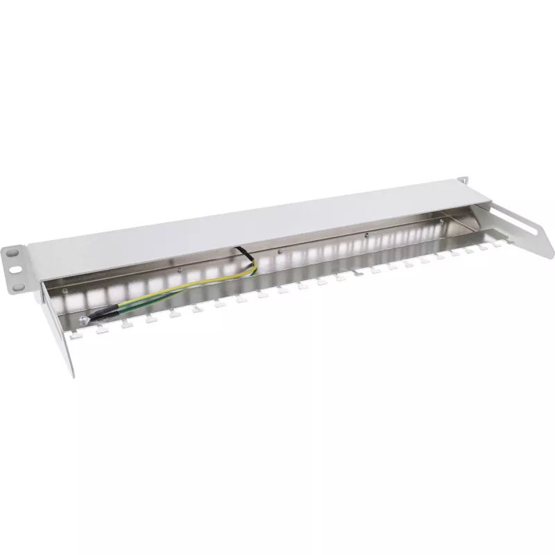 InLine Blank Patch Panel su ištraukiamu 19 colių 24 prievadų 1U šviesiai pilka