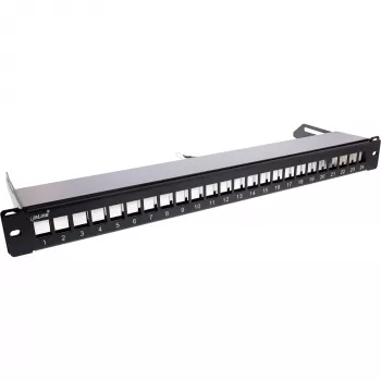 InLine Blank Patch Panel su ištraukiamu rėmeliu 19 colių 24 prievadai 1U juoda
