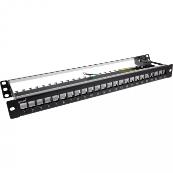 InLine Blank Patch Panel su ištraukiamu rėmeliu 19 colių 24 prievadai 1U juoda