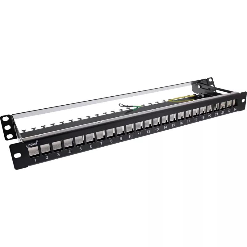 InLine Blank Patch Panel su ištraukiamu rėmeliu 19 colių 24 prievadai 1U juoda