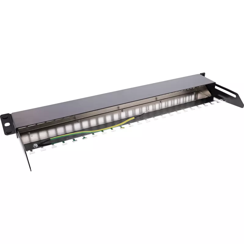 InLine Blank Patch Panel su ištraukiamu rėmeliu 19 colių 24 prievadai 1U juoda