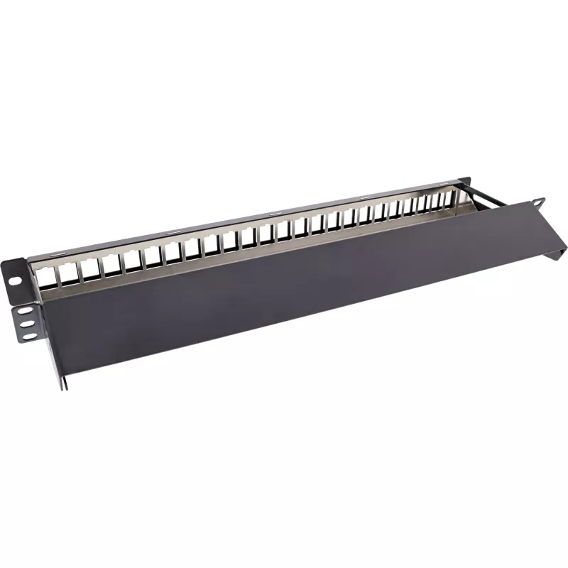 InLine Blank Patch Panel su ištraukiamu rėmeliu 19 colių 24 prievadai 1U juoda