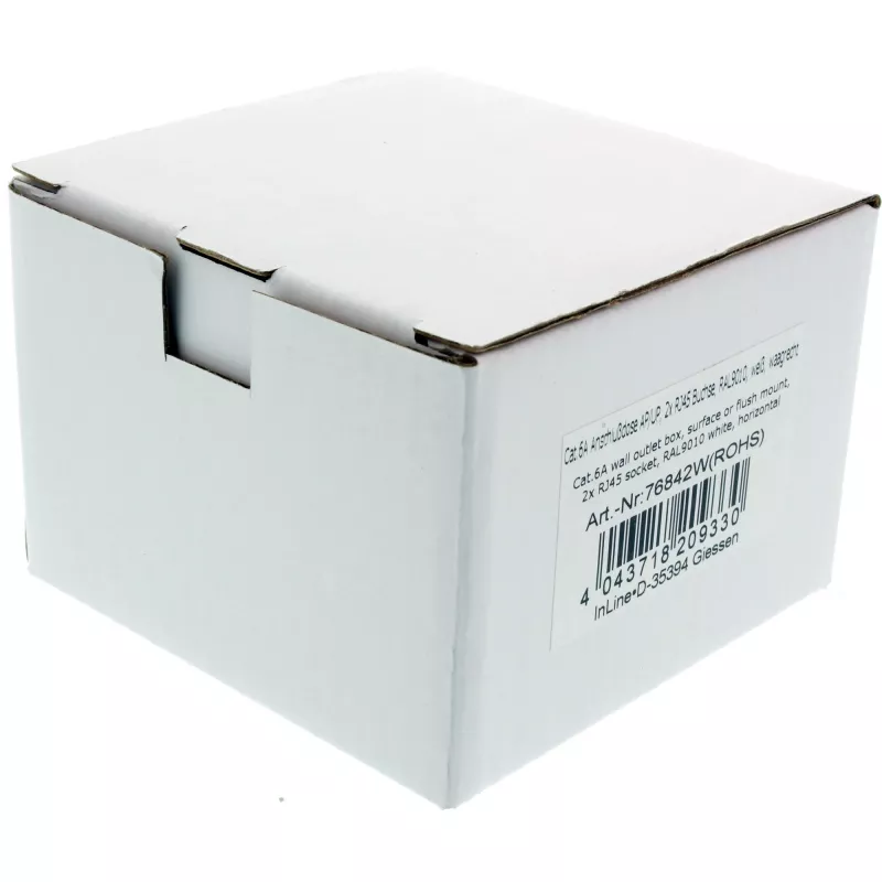 InLine Cat.6A sieninė jungiamoji dėžutė paviršiniam arba įleidžiamam montavimui 2x RJ45 lizdas 76842S