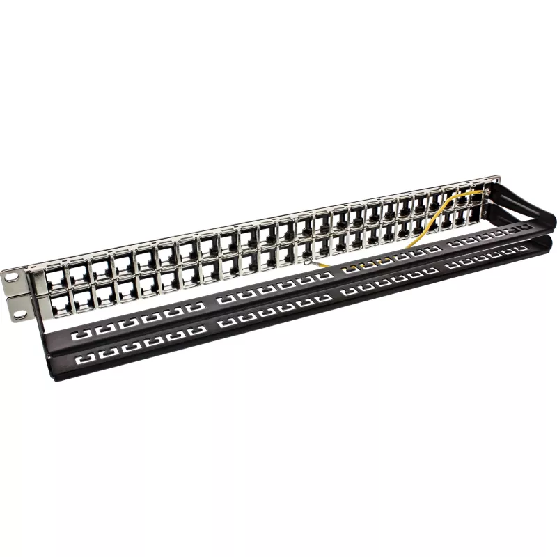 InLine Blank RJ45 Keystone skydelio plokštė 19 colių, 48 prievadų, 1U, juoda