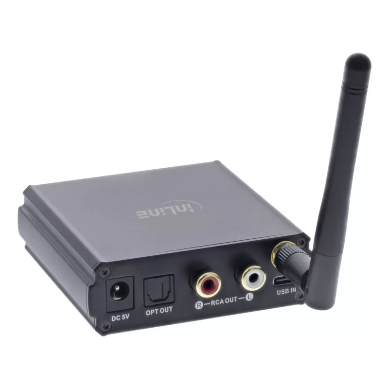 InLine Bluetooth 5.1 HiFi imtuvas ir USB DAC su LCD, 30 m diapazonas