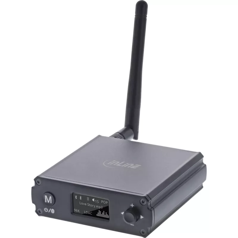 InLine Bluetooth 5.1 HiFi imtuvas ir USB DAC su LCD, 30 m diapazonas