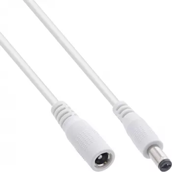 Maitinimo laidas InLine B-26802E 2 m, 5,5 x 2,1 mm jungtys, 12 V 2 A, baltas