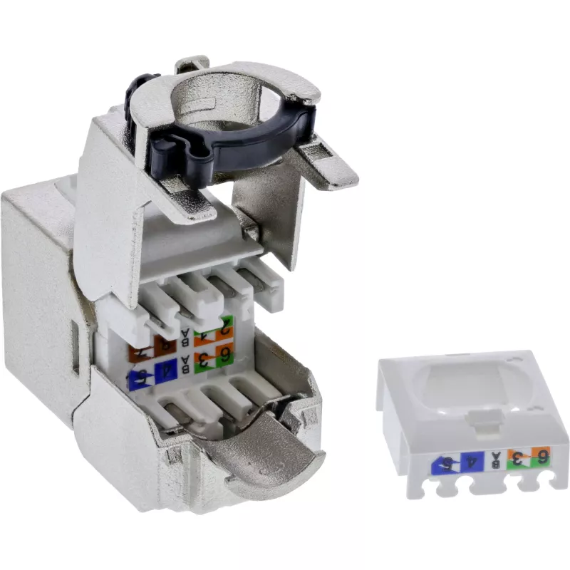 InLine 24 prievadų Keystone RJ45 lizdų rinkinys Slim SNAP-In Cat.6A su integruotu kabelio užveržimo dirželiu (B-76202P)