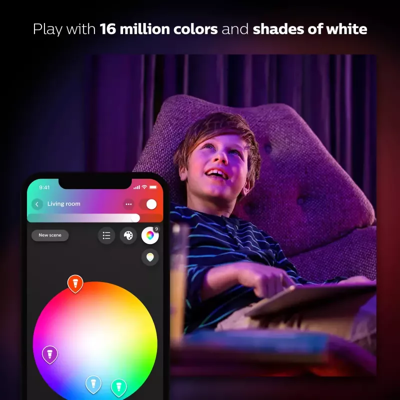 Philips Hue White and Colour Ambience išmanioji LED lempučių rinkinys — 2× E27 11W, Bluetooth/Zigbee