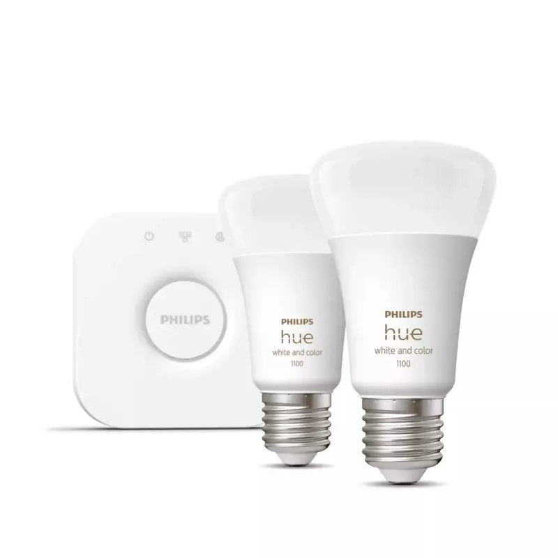 Philips Hue White and Colour Ambience išmanioji LED lempučių rinkinys — 2× E27 11W, Bluetooth/Zigbee