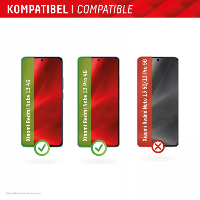 Displex Screen Protector (10H), apsauginis stiklas, skirtas Xiaomi Redmi Note 13 4G/13 Pro 4G, su Eco montavimo rėmeliu, atsparus įbrėžimams