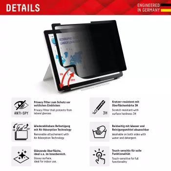 Displex TABLET PRIVACY SAFE nuimamas dvipusis privatumo filtras, skirtas iPad 10,2 inch (7./8./9. kartos)