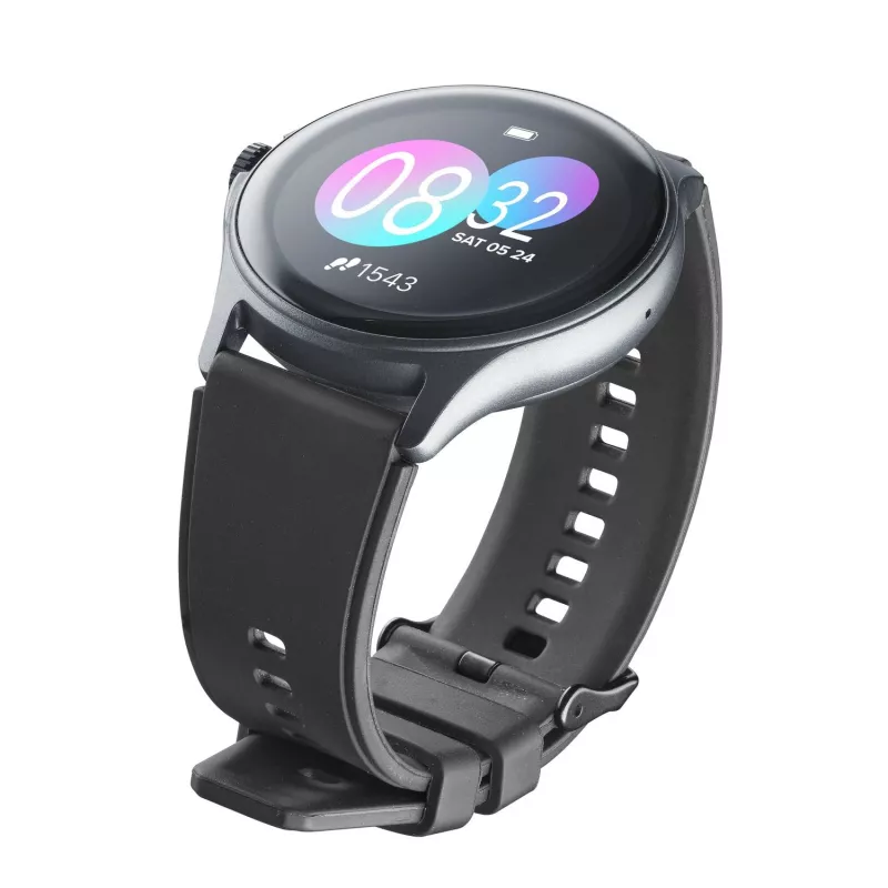 Cellularline ION PRO Round Bluetooth® išmanusis laikrodis su programėle, 3.51 cm (1.38 colio) TFT jutiklinis ekranas, juodas