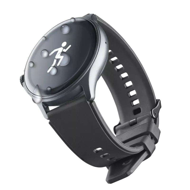 Cellularline ION PRO Round Bluetooth® išmanusis laikrodis su programėle, 3.51 cm (1.38 colio) TFT jutiklinis ekranas, juodas