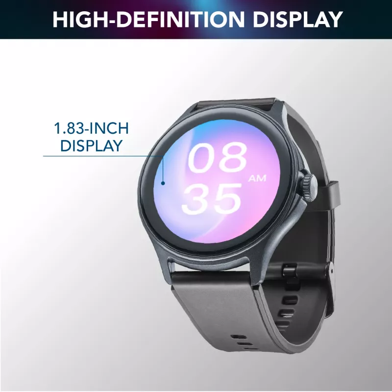 Cellularline ION PRO Round Bluetooth® išmanusis laikrodis su programėle, 3.51 cm (1.38 colio) TFT jutiklinis ekranas, juodas