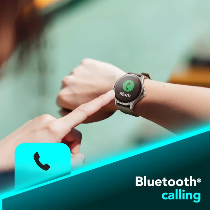 Cellularline ION PRO Round Bluetooth® išmanusis laikrodis su programėle, 3.51 cm (1.38 colio) TFT jutiklinis ekranas, juodas