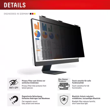 Displex PRIVACY SAFE nuimamas dvipusis privatumo filtras staliniam monitoriui 24'' (16:10)