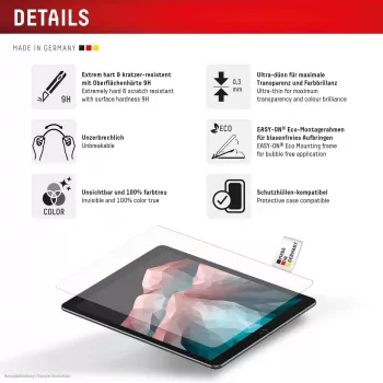 Displex Tablet Glass (9H), skirtas Samsung Galaxy Tab S10 FE+, su Eco montavimo rėmeliu, nedūžtantis