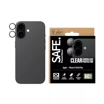 PanzerGlass SAFE fotoaparato objektyvo apsauga iPhone 17 16 16 Plus, permatoma, atspari įbrėžimams ir smūgiams