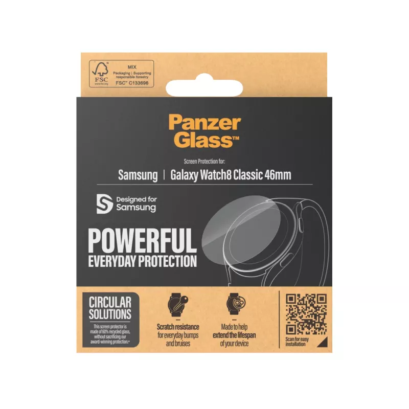 Apsauginis stiklas PanzerGlass Samsung Galaxy Watch8 Classic 46mm atsparus įbrėžimams ir smūgiams