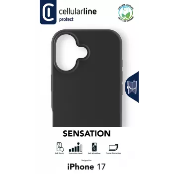 Cellularline Sensation dėklas iPhone 17 – itin minkštas silikoninis dėklas su soft-touch apdaila