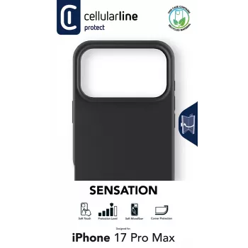 Cellularline Sensation – itin minkštas silikoninis dėklas, skirtas iPhone 17 Pro Max, su Soft-Touch apdaila