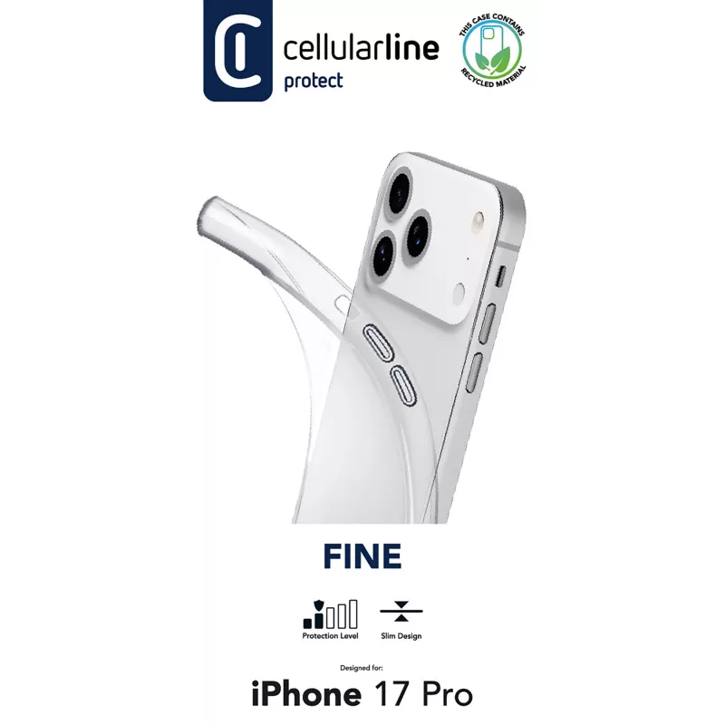 Cellularline Fine - iPhone 17 Pro, Dangtelis, Apple, iPhone 17 Pro, 16 cm (6,3 colio), Skaidrus