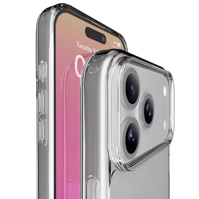Cellularline Clear Protect kietas dėklas iPhone 17 Pro su guminiais kraštais