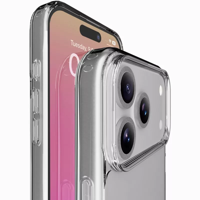 Cellularline Clear Protect kietas dėklas iPhone 17 Pro su guminiais kraštais