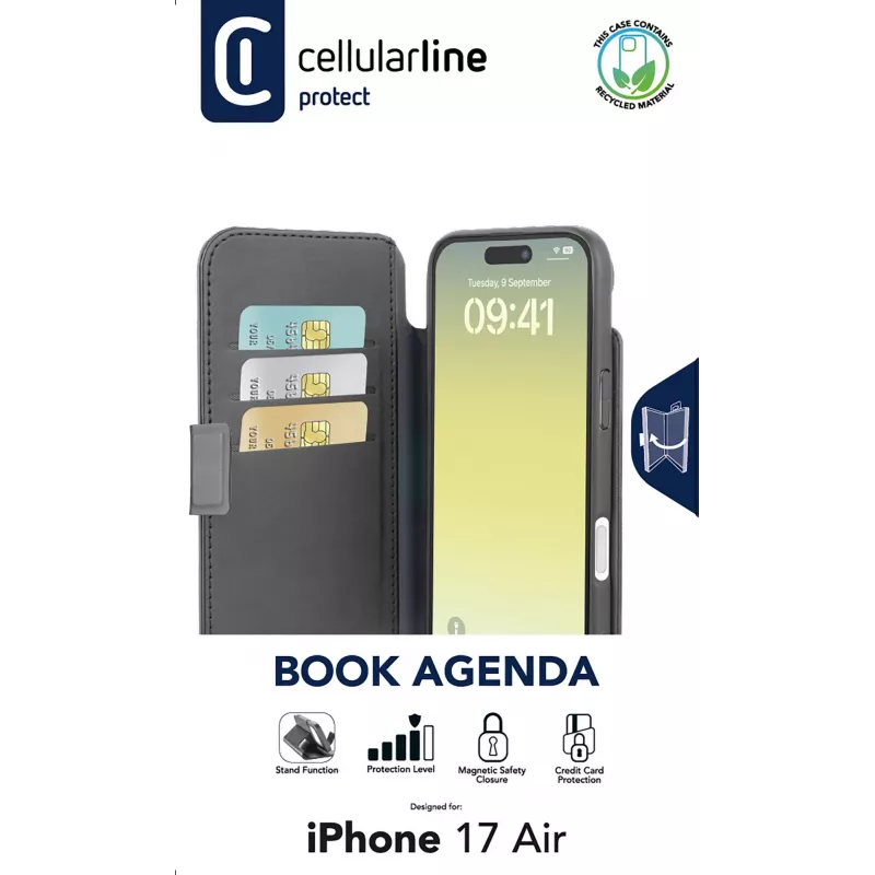 Cellularline Book Agenda dėklas iPhone Air su magnetiniu užsegimu, dirbtinė oda