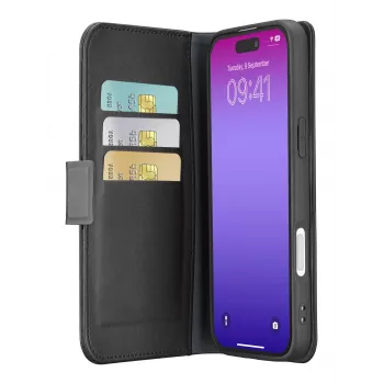 Cellularline Book Agenda dėklas iPhone 17 Pro su magnetiniu užsegimu, odos efekto