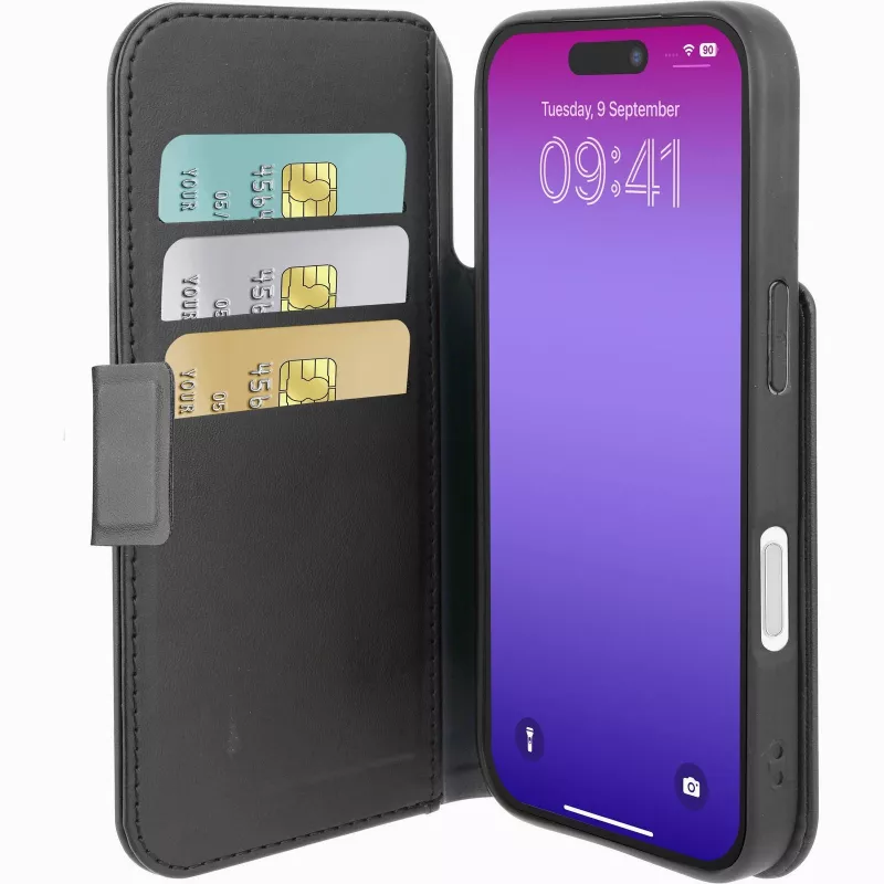Cellularline Book Agenda dėklas iPhone 17 Pro su magnetiniu užsegimu, odos efekto