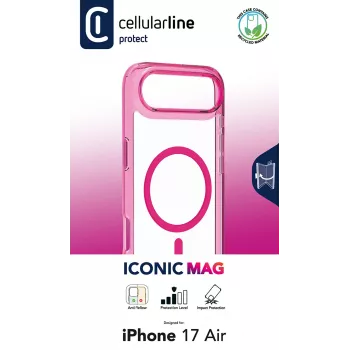 Cellularline Iconic Mag - permatomas iPhone Air dėklas su spalvotais kraštais, suderinamas su MagSafe ekosistema