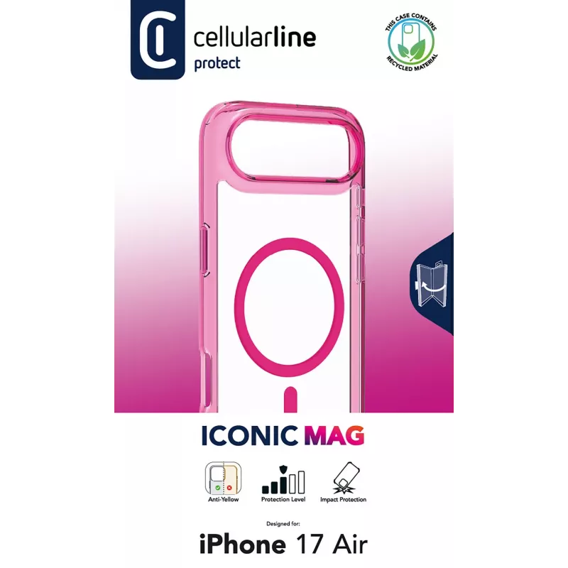 Cellularline Iconic Mag - permatomas iPhone Air dėklas su spalvotais kraštais, suderinamas su MagSafe ekosistema