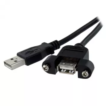StarTech.com 1 pėdos skydelio montavimo USB laidas A į A - M/M, 0,3 m, USB A, USB A, USB 2.0, Vyriškas/Moteriškas, Juodas