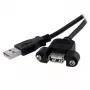 StarTech.com 1 pėdos skydelio montavimo USB laidas A į A - M/M, 0,3 m, USB A, USB A, USB 2.0, Vyriškas/Moteriškas, Juodas