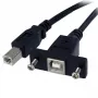 StarTech.com USBPNLBFBM3 0,91 m USB B laido komplektas su skydelio montavimo jungtimi, USB 2.0, juoda