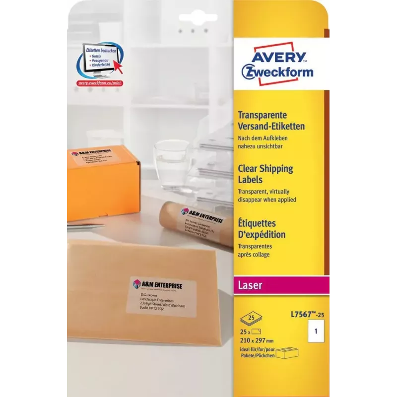 Lipni etiketė skaidri Avery L7567-25