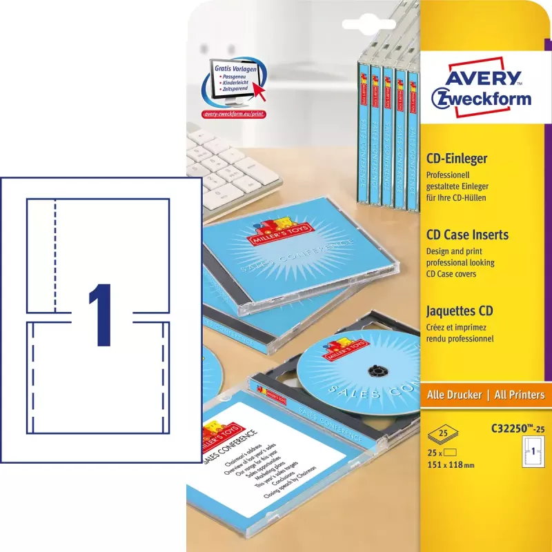 Etiketės kompaktiniams diskams Avery C32250-25