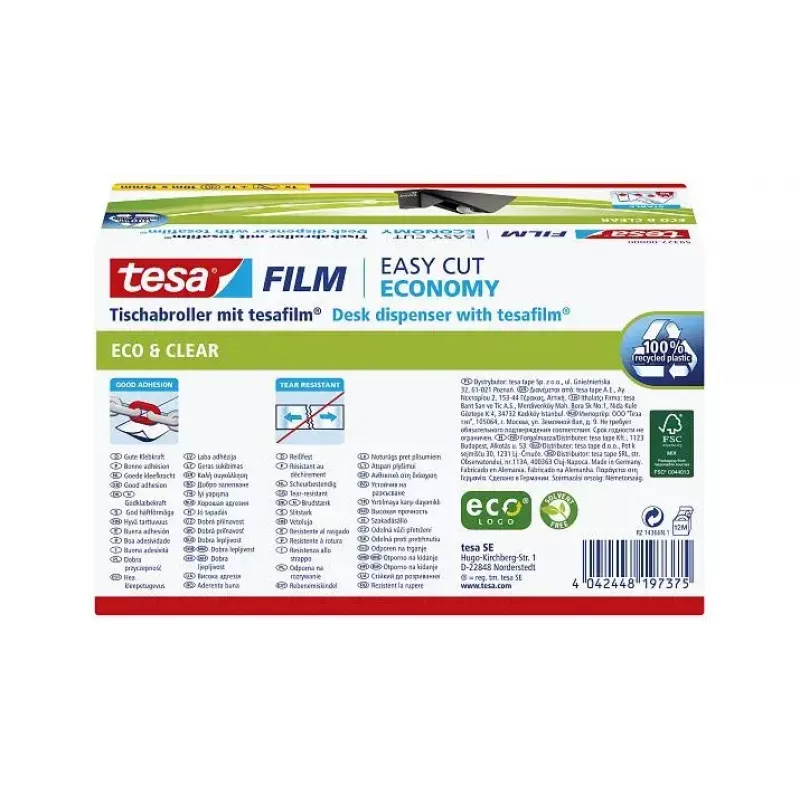Juostų dozatorius TESA 59327 Easy Cut Desk Dispenser ecoLogo juodas